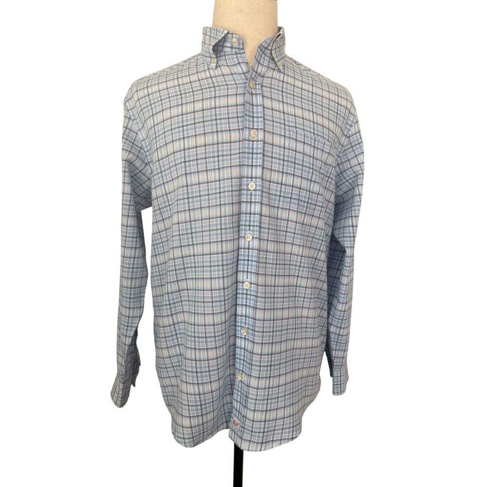 Vineyard Vines Mens L Slim‎ Fit Murray Shirt Blue Plaid Long Sleeve Button Down